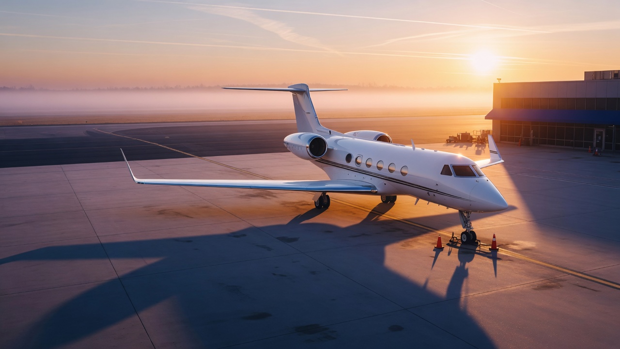 Private jet ready for an early departure